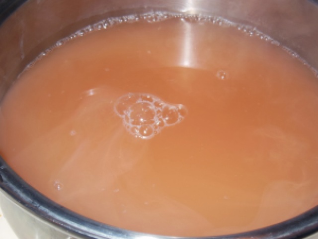 Measured Crab Apple Juice in Medium Pot